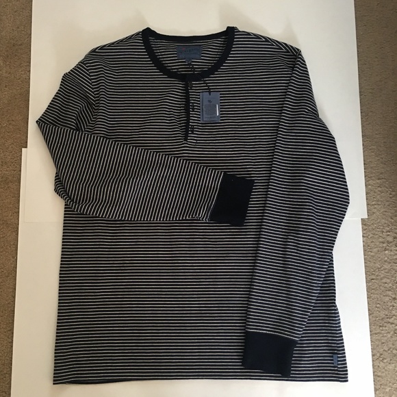 Lucky Brand Other - Lucky Brand Navy Blue Striped Henley Sleep Top